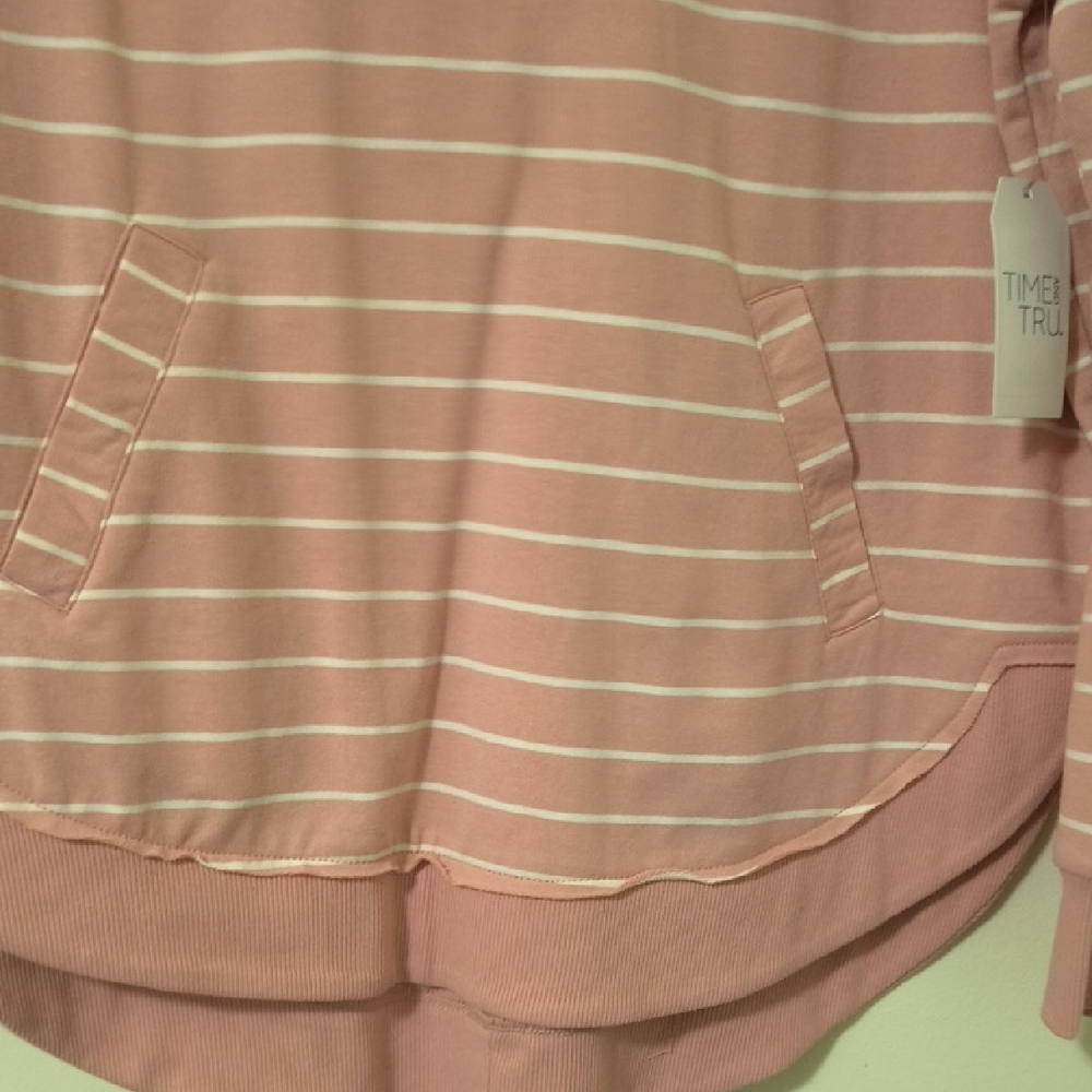 Time and Tru Women's Pink and White Striped Hoodie - Picture 4 of 6